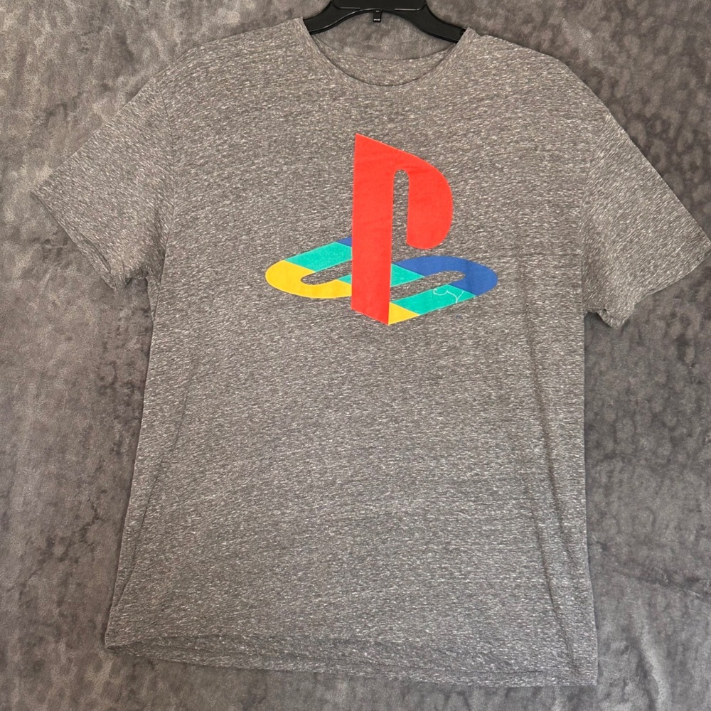 Playstation Graphic Tee Mens XL Gray Heather Tri-Blend Short Sleeve Logo Shirt
